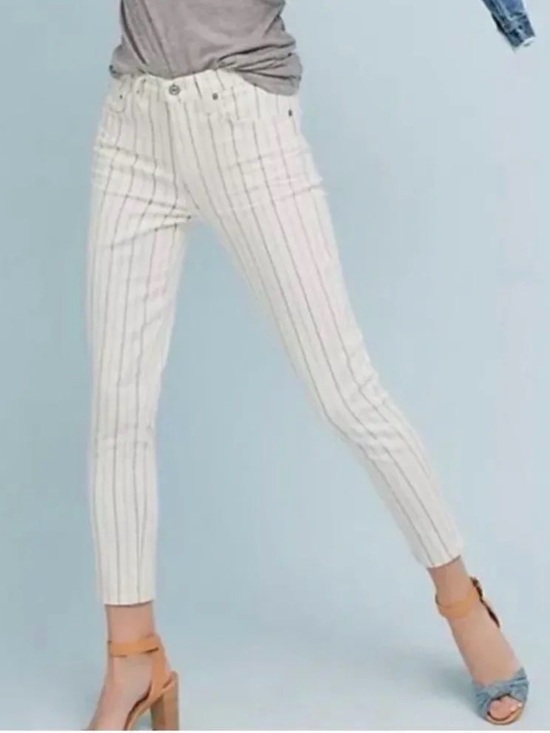 Citizens Of Humanity Pants - Citizens of Humanity Rocket Crop High Rise Skinny Jeans – White/Black Pinstripe